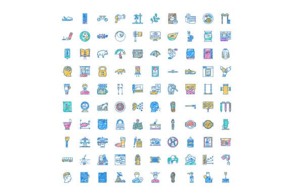 Assorted Hand Drawn Doodle Line Icons Co