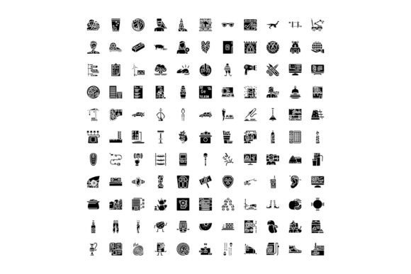 Collection of Diverse Glyph Icons Symbol