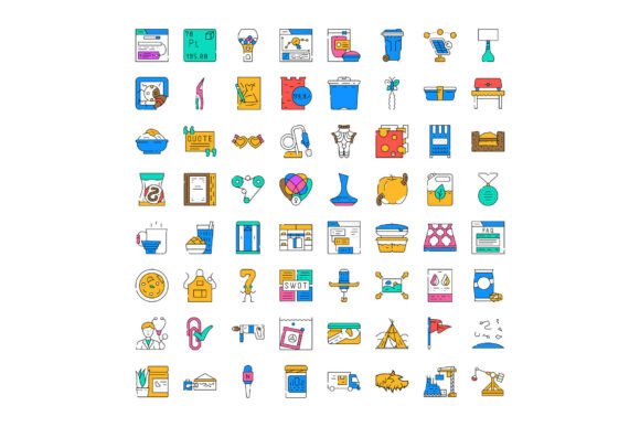 Collection of Various Flat Line Infograp