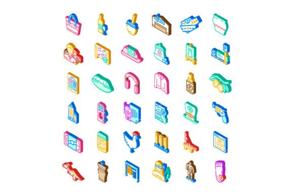 Colorful Isometric Icons Collection Repr