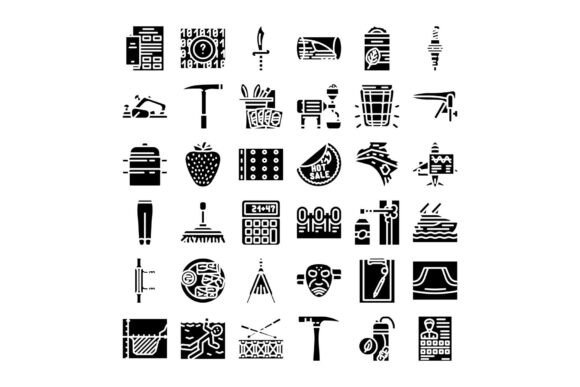 Diverse Black Glyph Icons Set Illustrati
