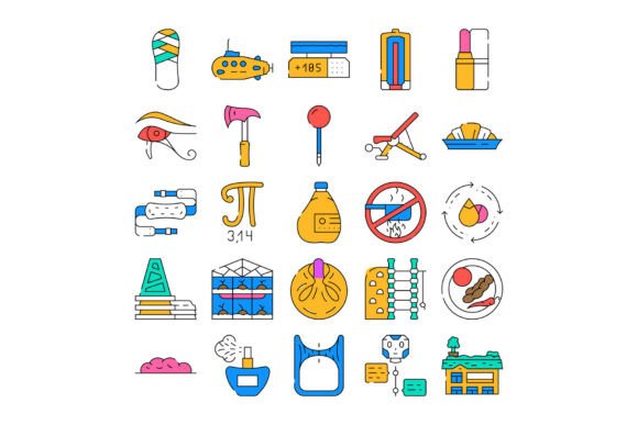 Diverse Collection of Vector Line Icons