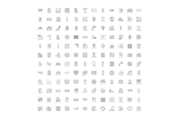 Diverse Line Art Icons Creating Universa