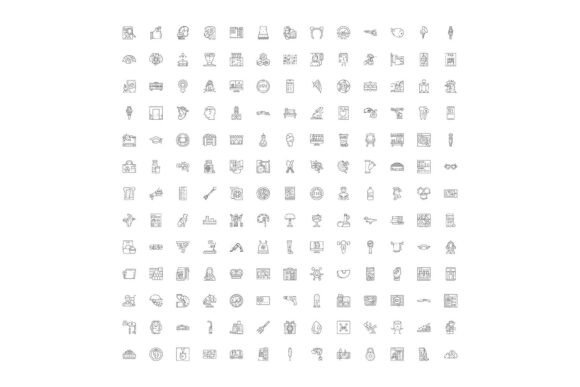 Diverse Line Icon Collection for User Interface Design and Development