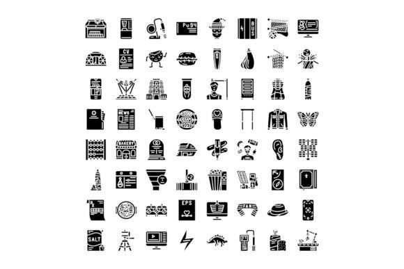 Diverse Set of Solid Black Modern Glyphs