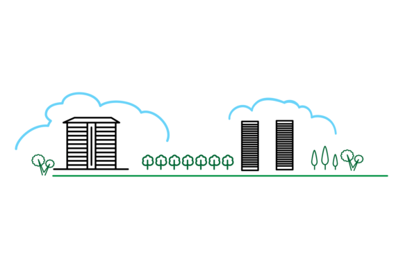 Downtown Green Street. Modern City Infog