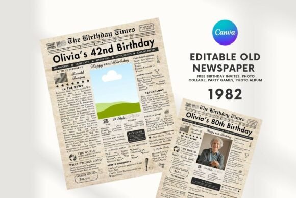 EDITABLE 42 Birthday Newspaper