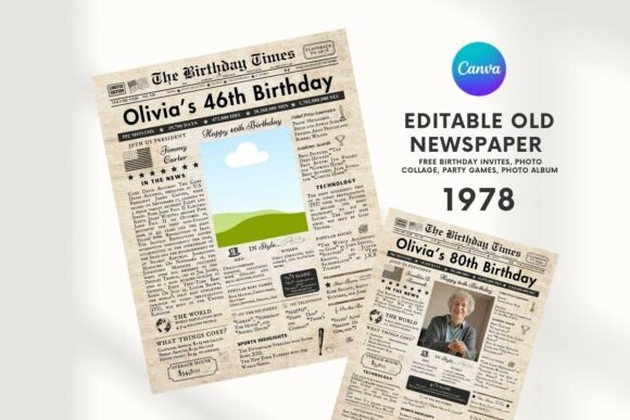 EDITABLE 46 Birthday Newspaper