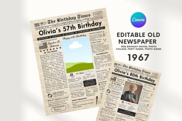 EDITABLE 57 Birthday Newspaper