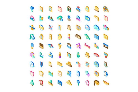 Isometric Collection Diverse Colorful Ic