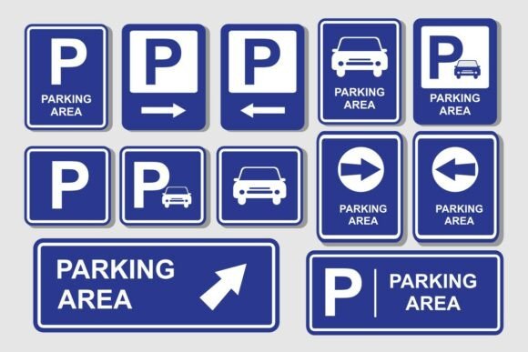 Parking Area Signs Collection Stickers