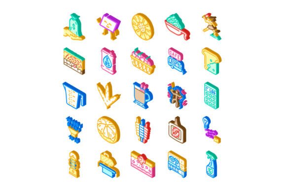 Set of Various Isometric Icons Illustrat