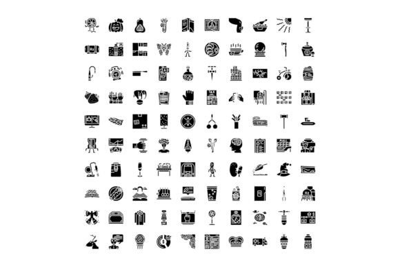 Variety of Abstract Black Glyph Icons Co